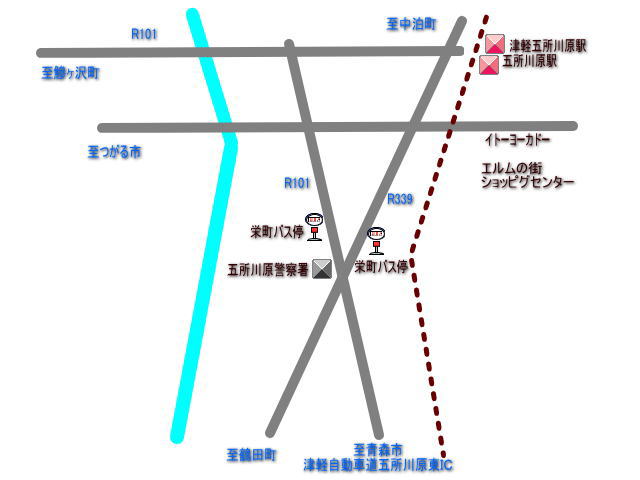 五所川原警察署の地図